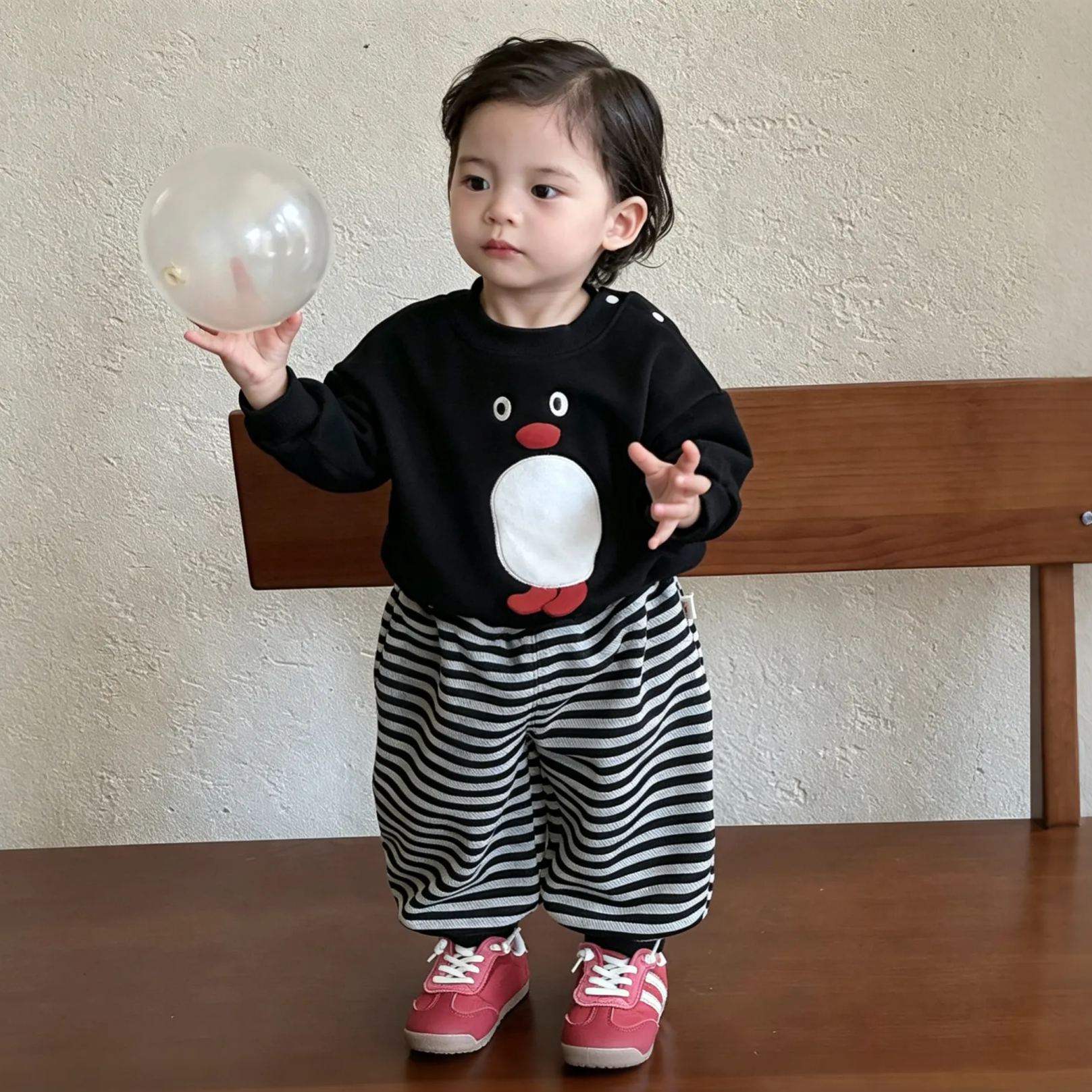 Baby Toddler Penguin Sweatshirt and Stripe Pants Set