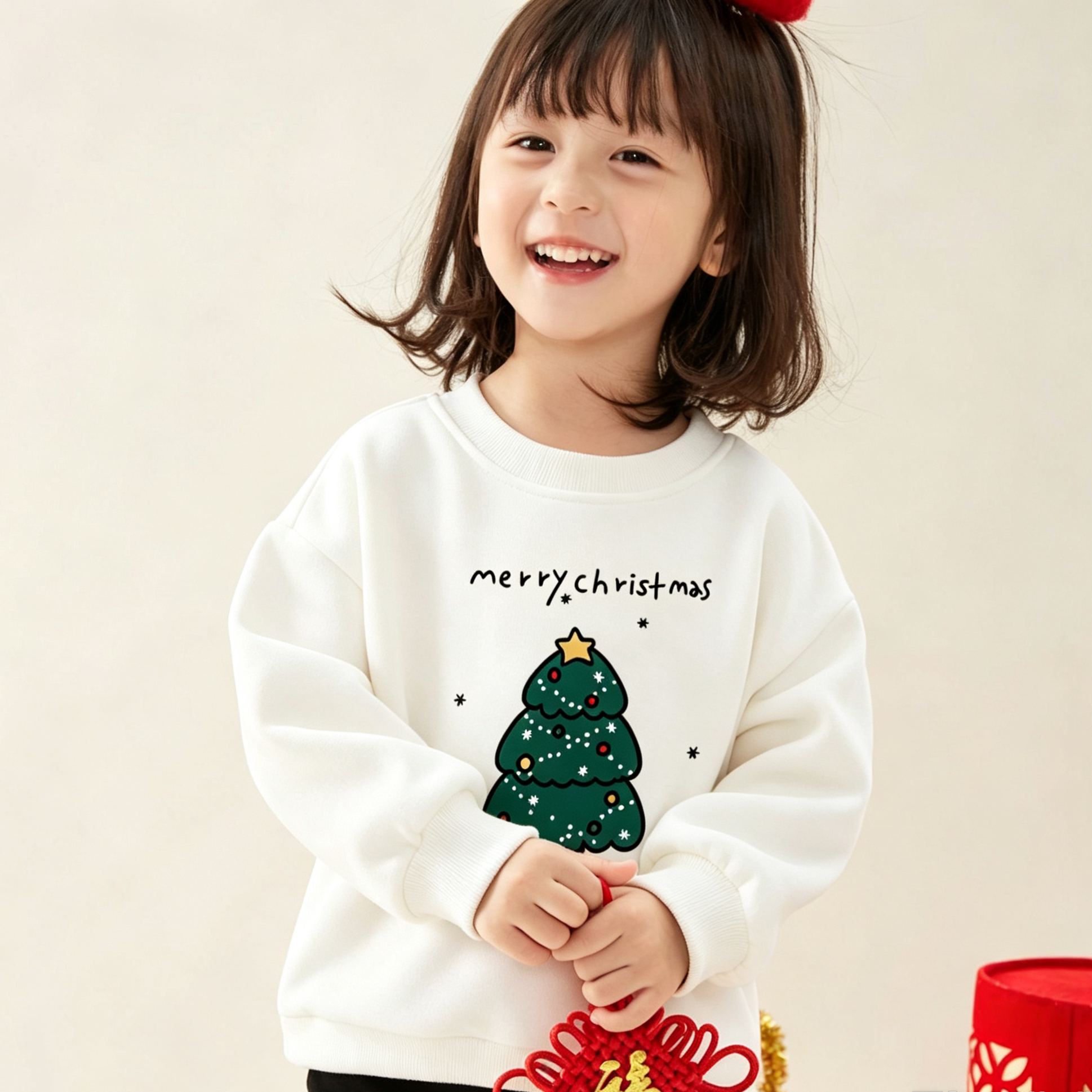 Kids Christmas Tree Fleece-Lined Sweatshir