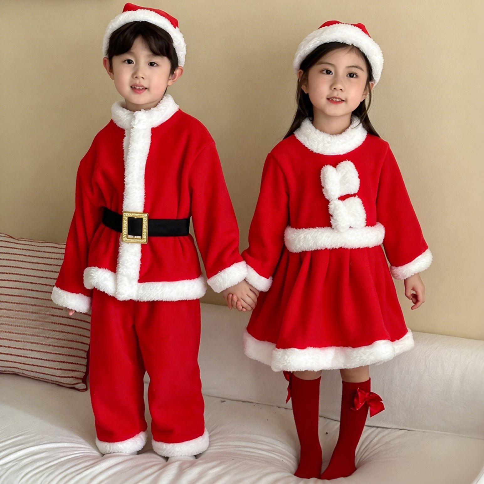 Kids Christmas Santa Claus 2-Piece Set with Hat