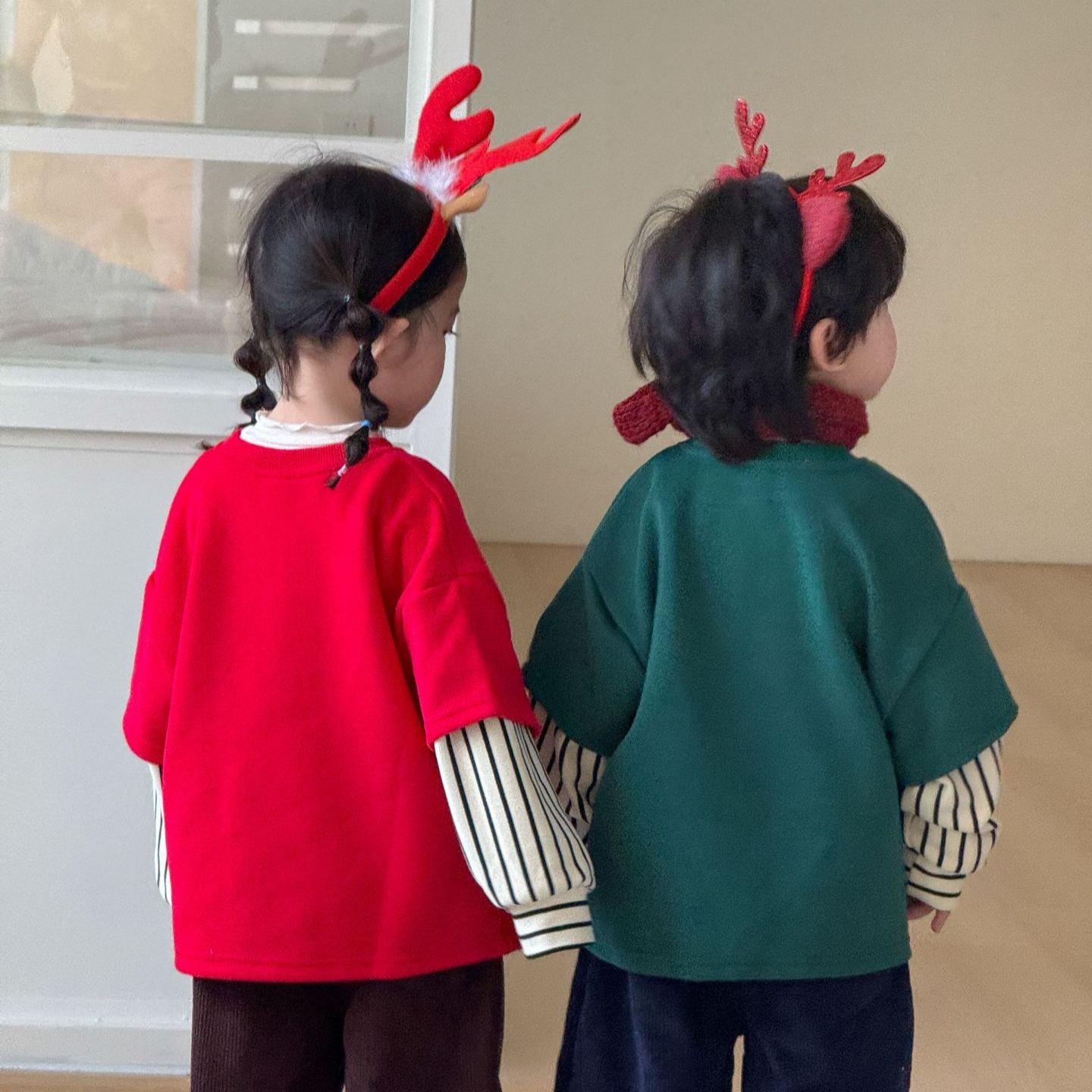 Kids Christmas Stripe Faux Two-Piece T-shirt
