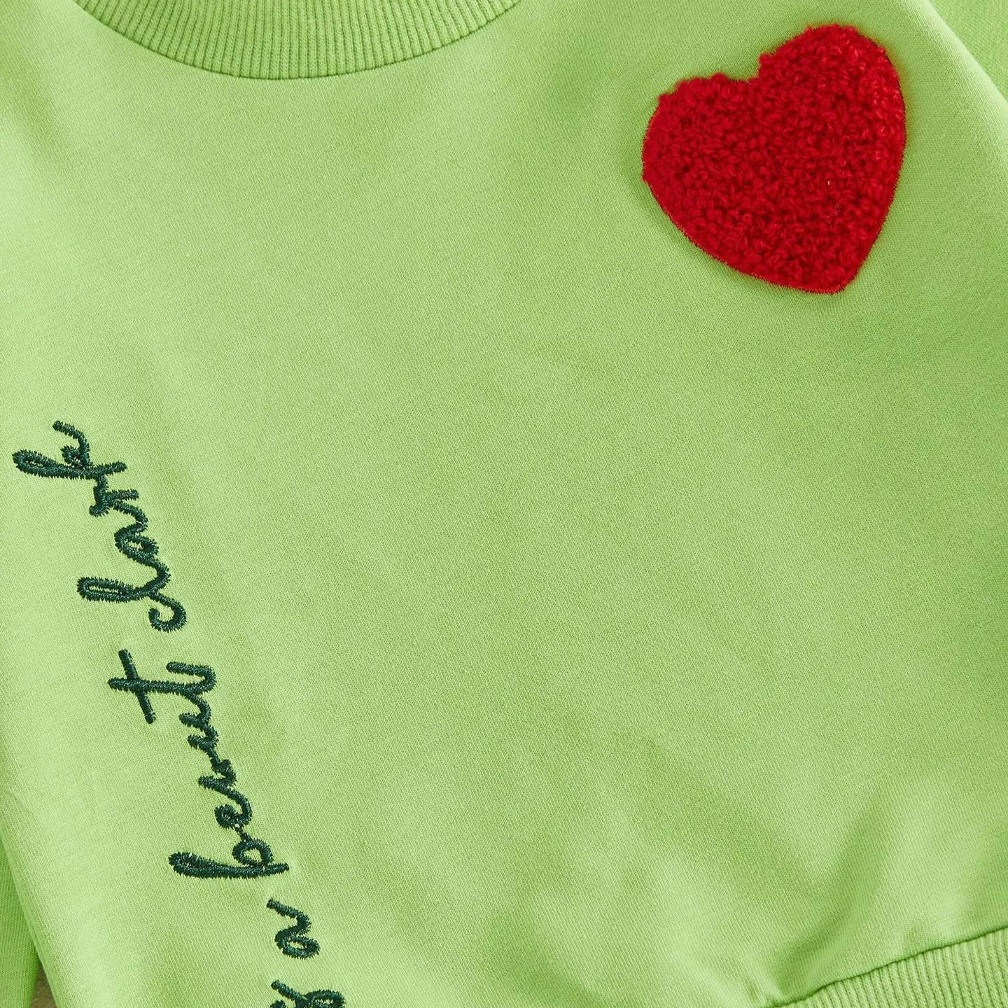 Baby Christmas Letter Heart Embroidery 2-Piece Set