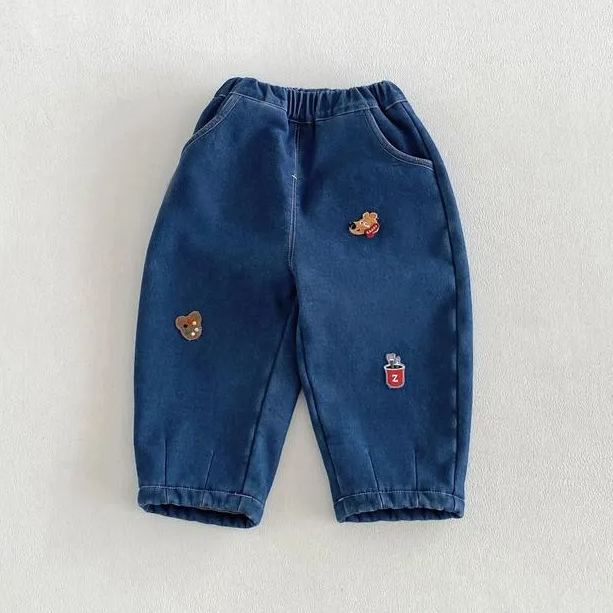Baby & Kids Thick Vintage Denim Cartoon Pants