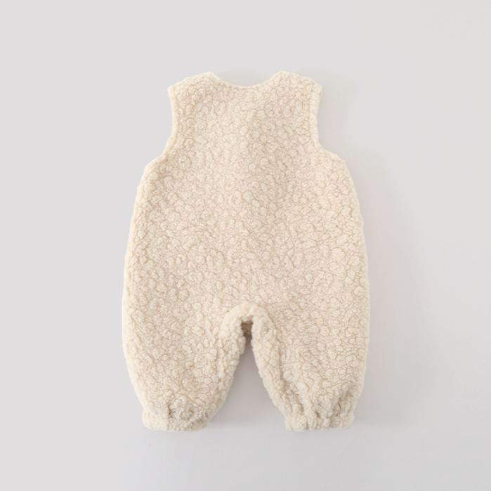 Baby Lettuce Edge Collar Top and Fleece Overalls Set