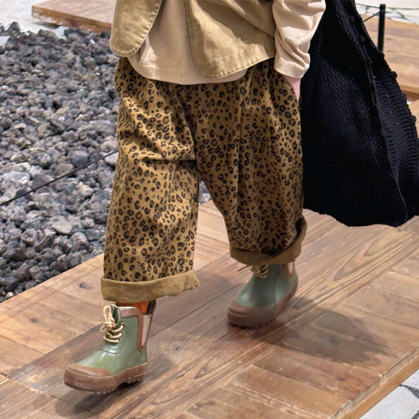Kids Leopard Print Wide Leg Pants