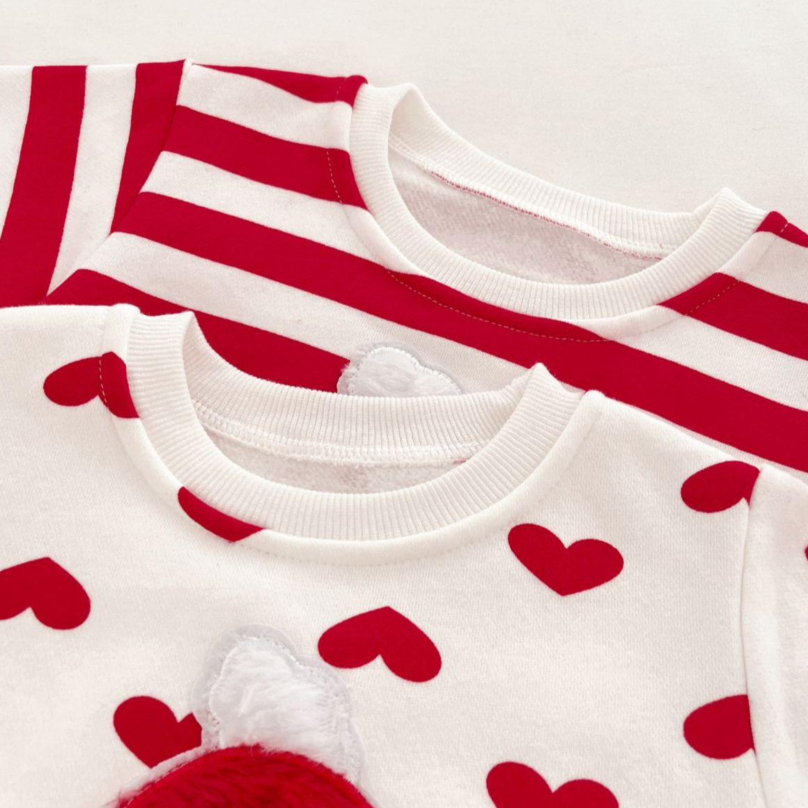 Baby Heart Stripe Santa Claus Onesie and Leggings Hat 3-Piece Set