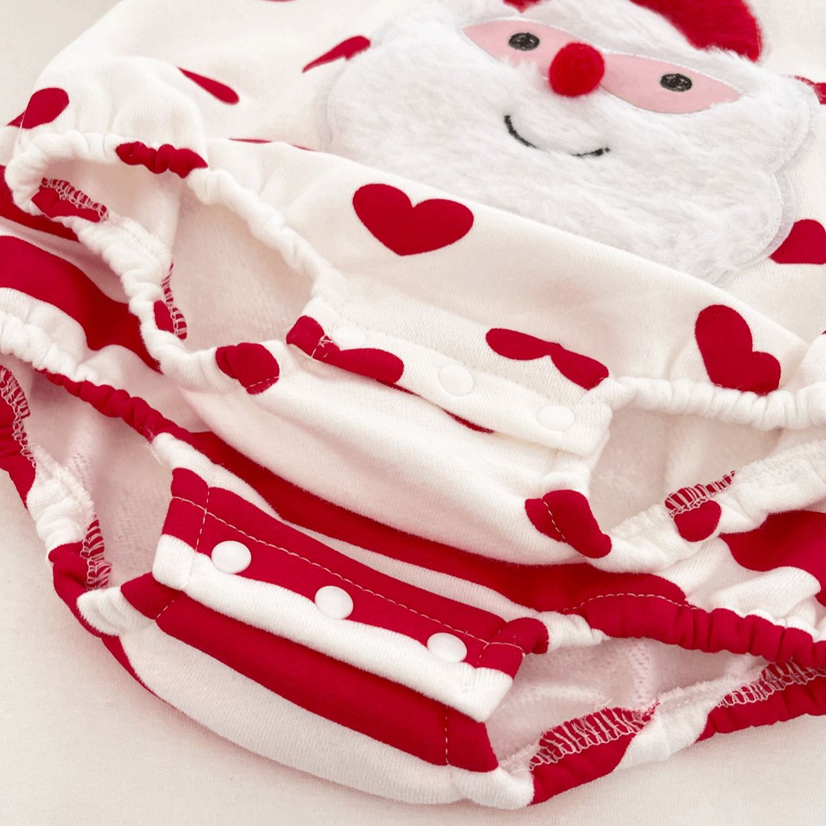 Baby Heart Stripe Santa Claus Onesie and Leggings Hat 3-Piece Set