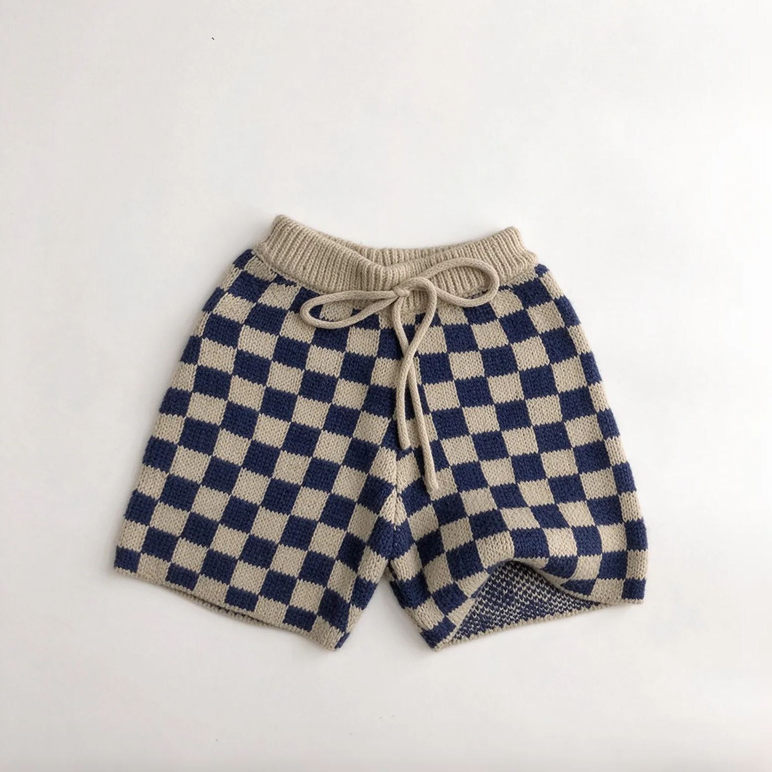 Kids Checkered Knit Cardigan Sweater and Shorts Pants Set