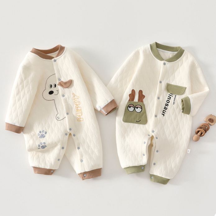 Baby Dog Dinosaur Pattern Warm Romper