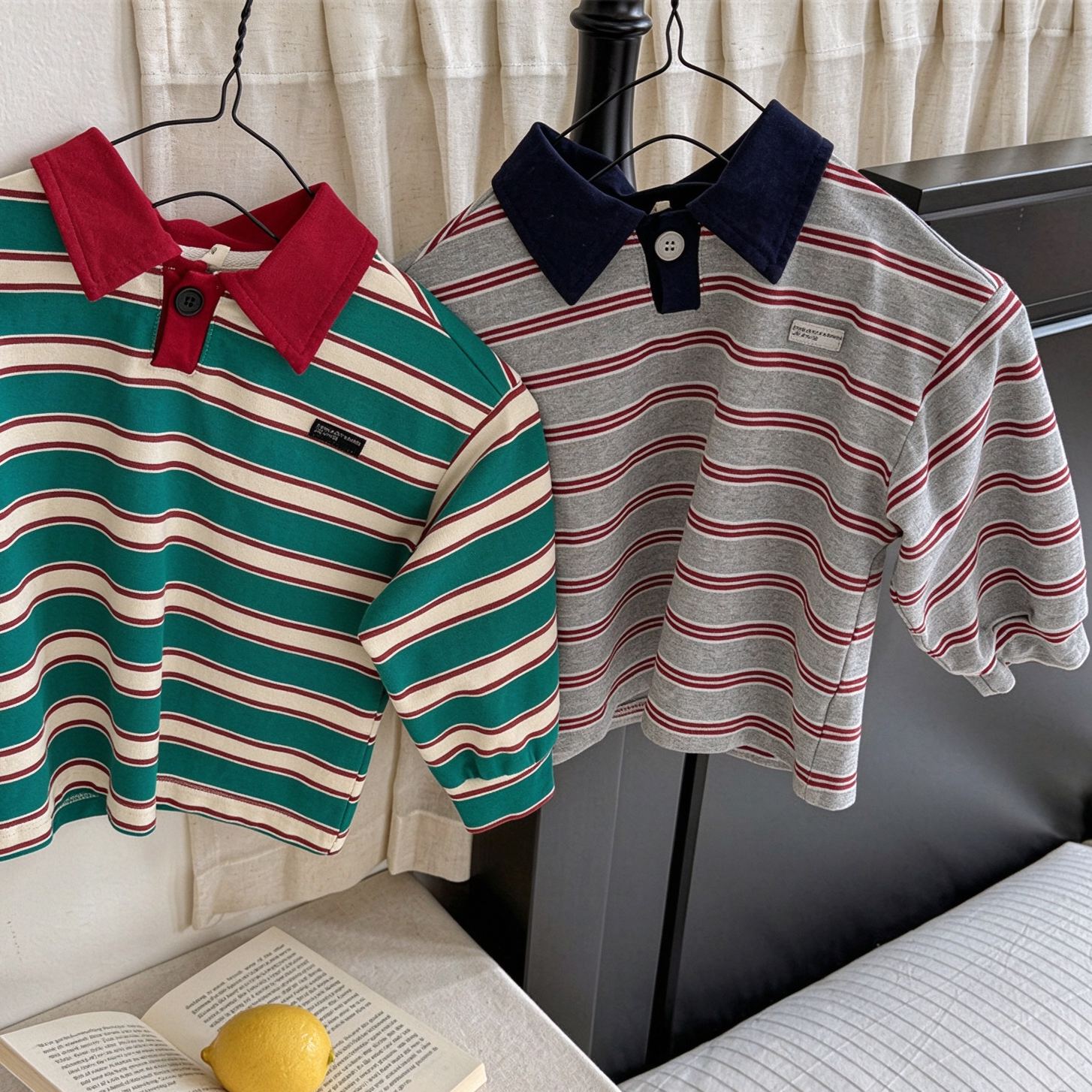 Kids Stripe Lapel T-shirt