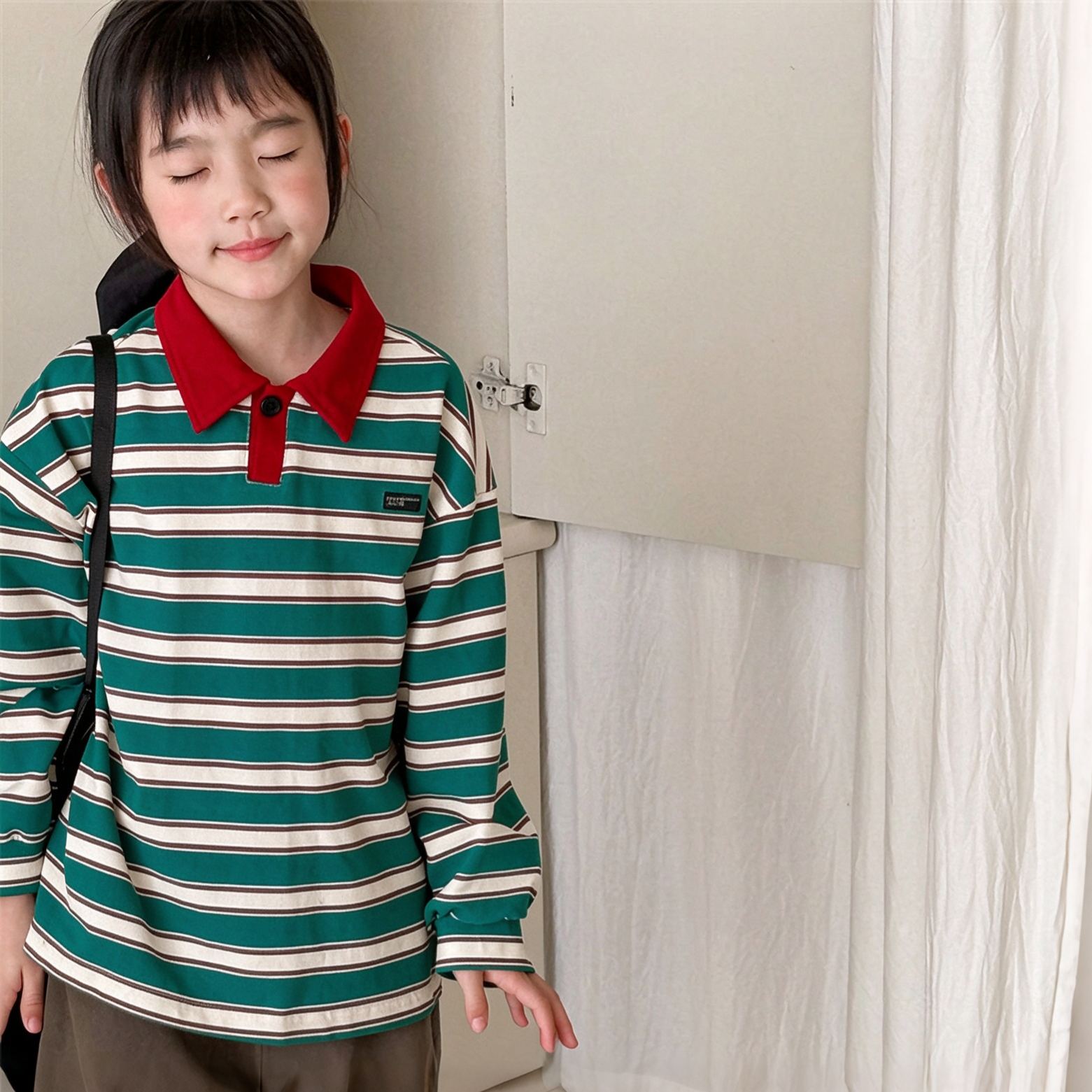 Kids Stripe Lapel T-shirt