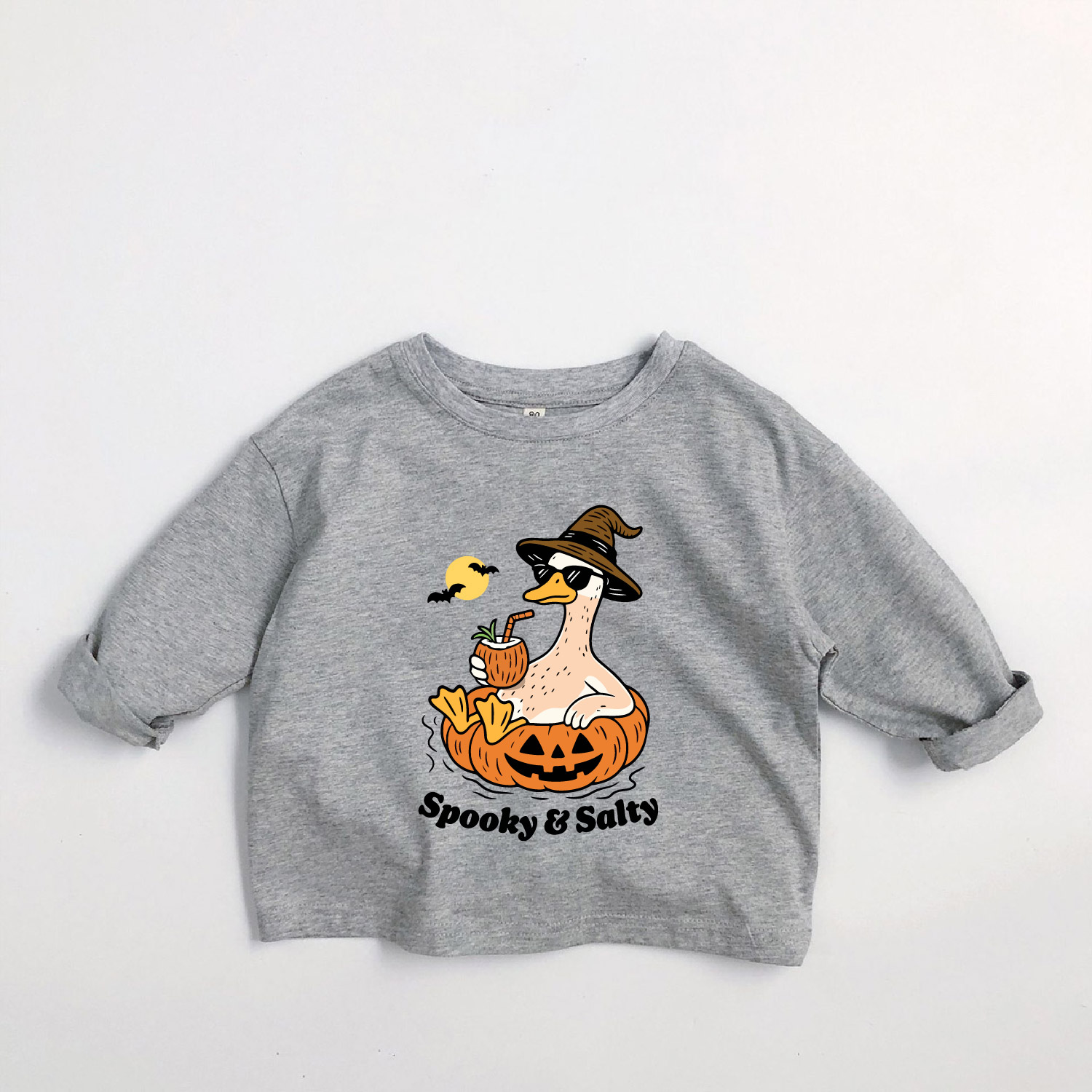 SPOOKY SALTY Kids Goose Pumpkin Long-Sleeve T-shirt