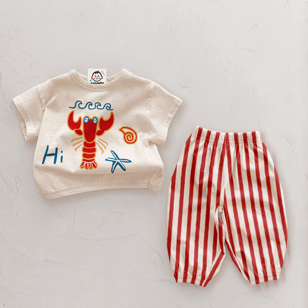 HI Baby 2 Piece Lobster Stripe Pants Sets