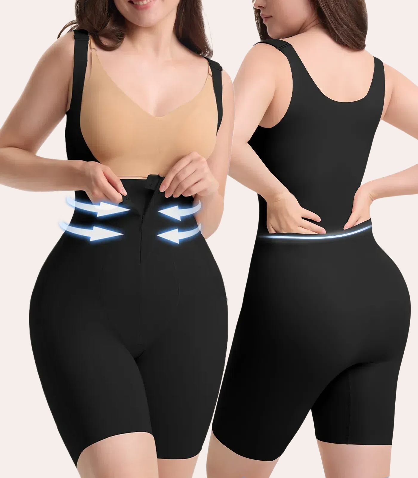 Fajas Colombianas Tummy Control Open Bust Shapewear Bodysuit Zipper Body Shaper Shapewear -Black