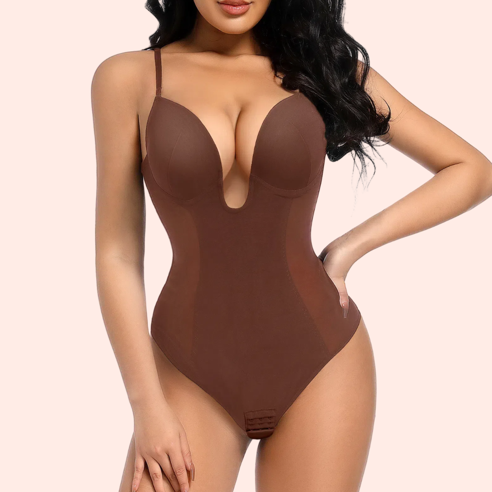  U Plunge Thong Shapewear Bodysuit - Coffee