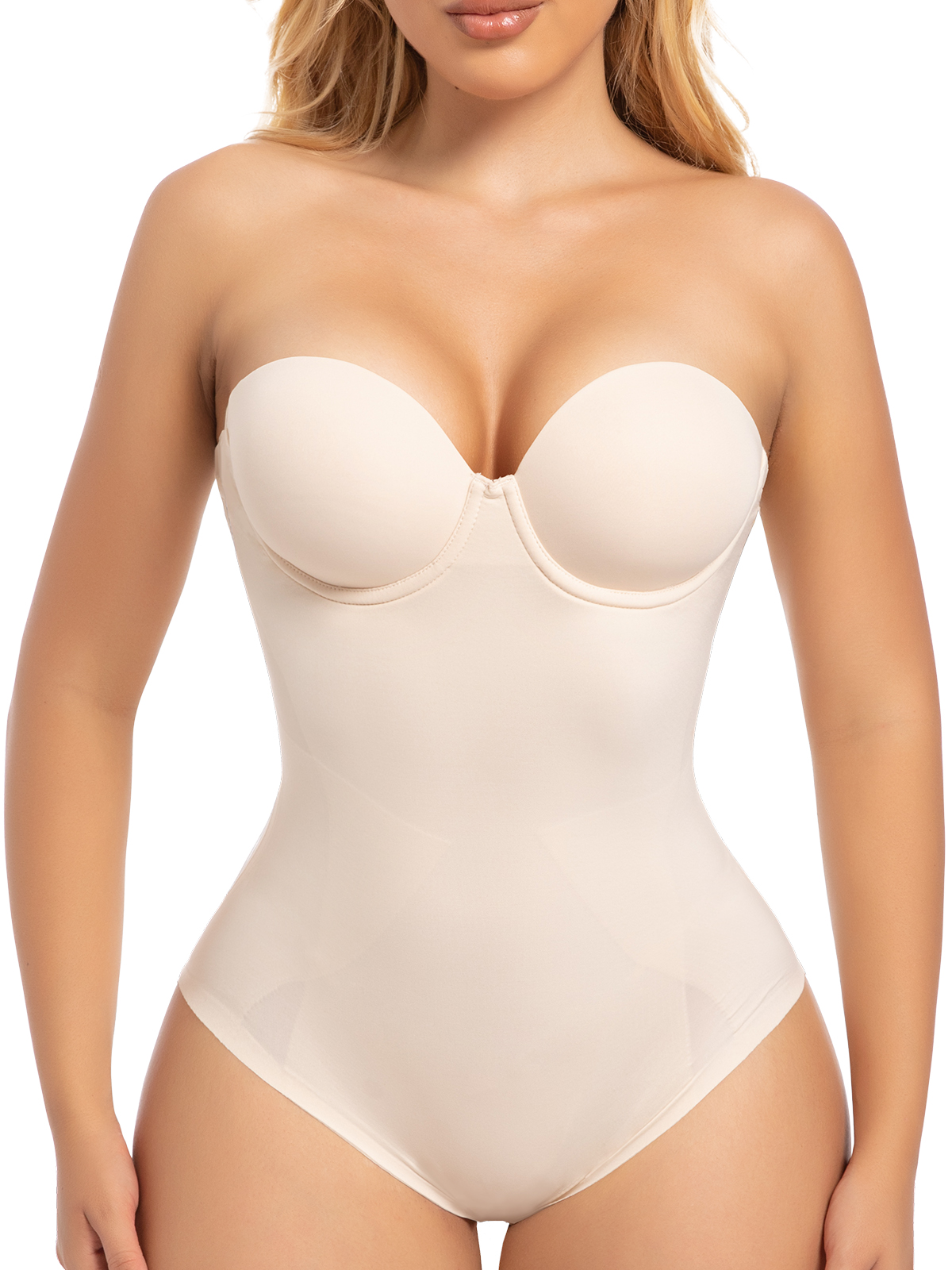 Seamless Bras Thong Bodysuit with Removable Strap