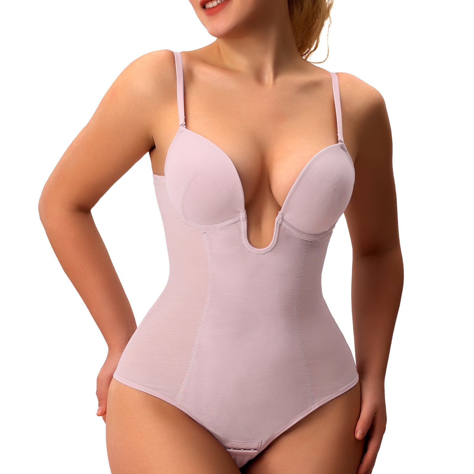 Seamless U Plunge Thong Bodysuit 