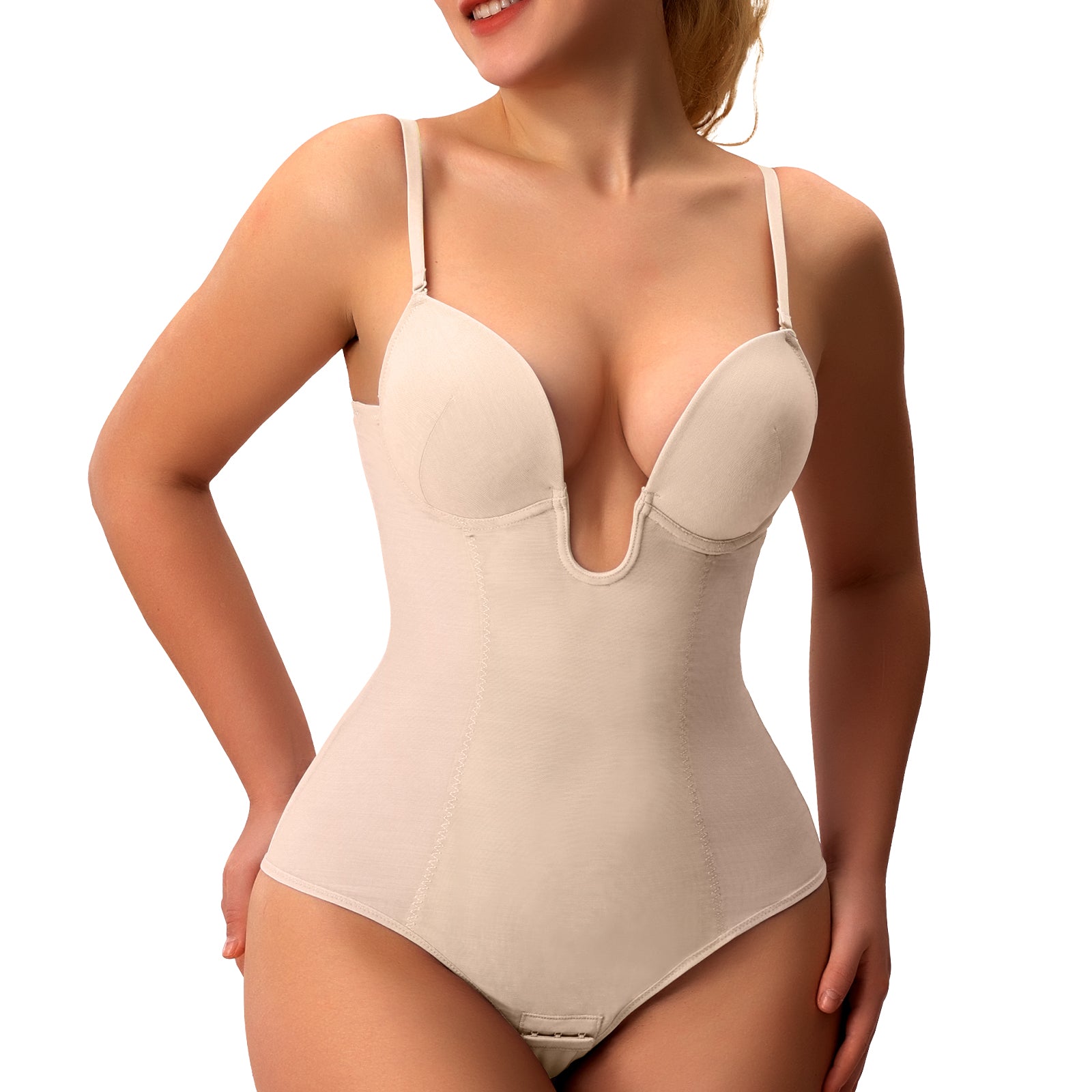 Seamless U Plunge Thong Bodysuit 
