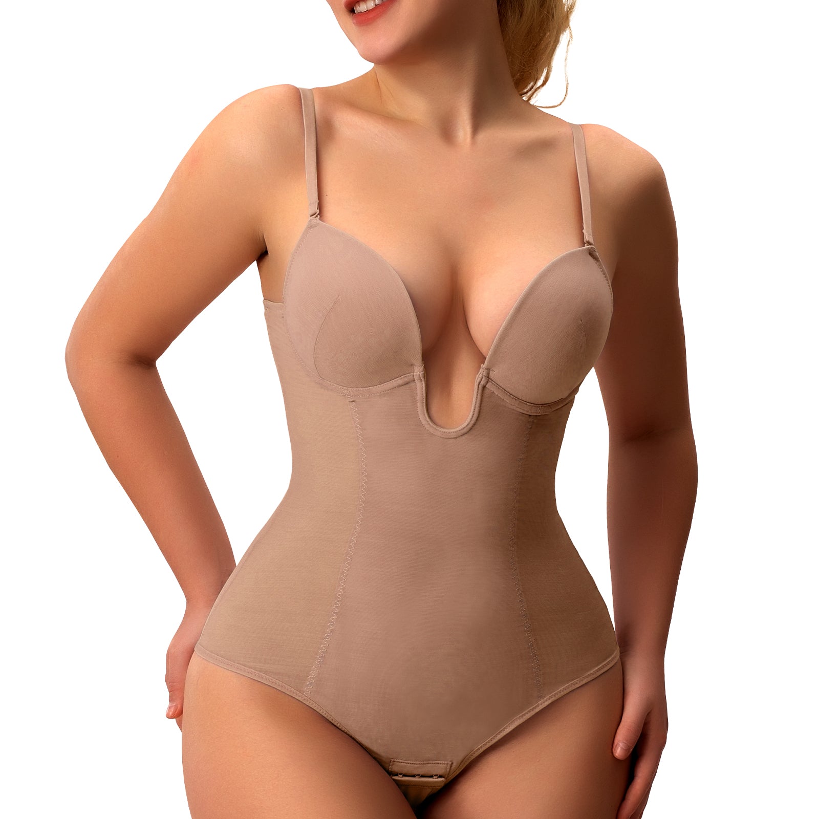 Seamless U Plunge Thong Bodysuit 