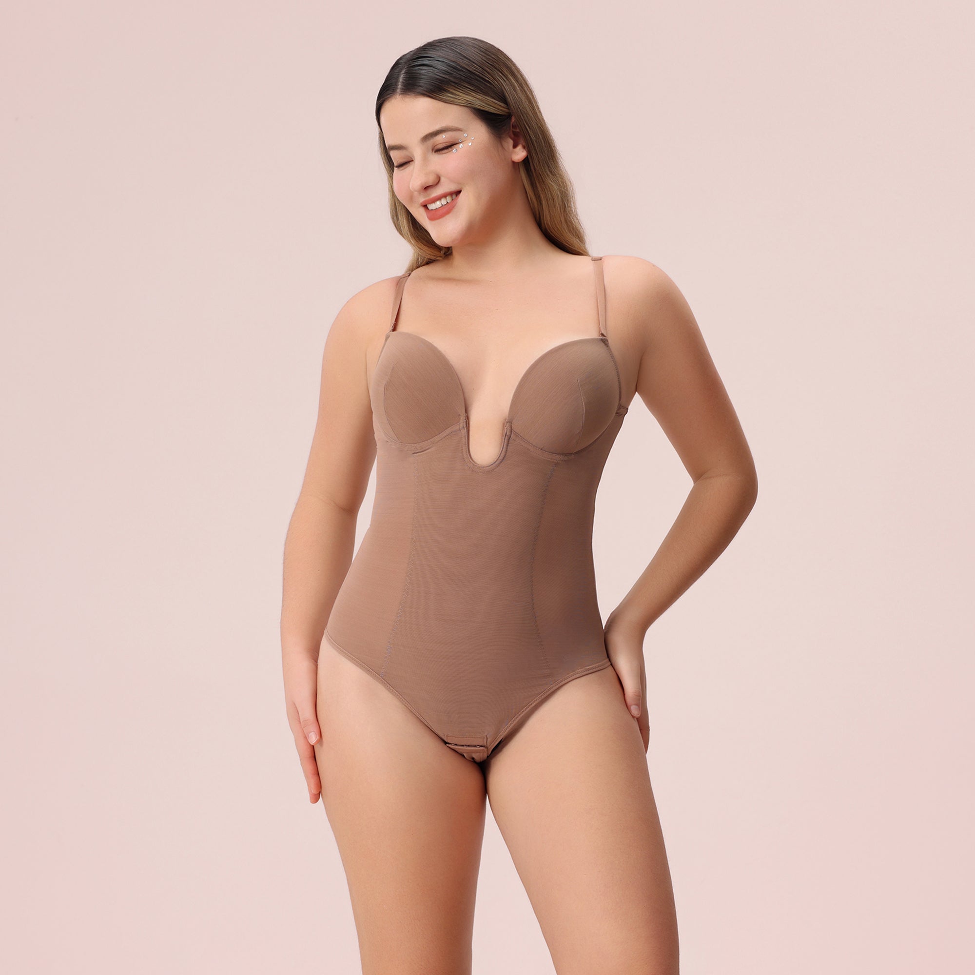 Seamless U Plunge Thong Bodysuit 