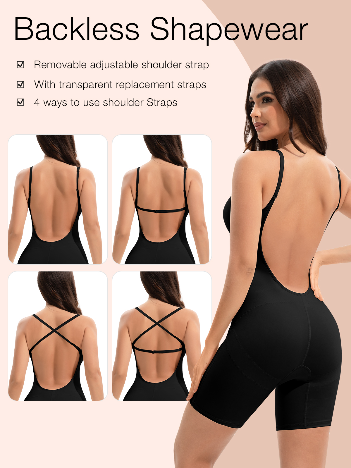 U Plunge Open Crotch Mid-thighs Shapewear Bodysuit