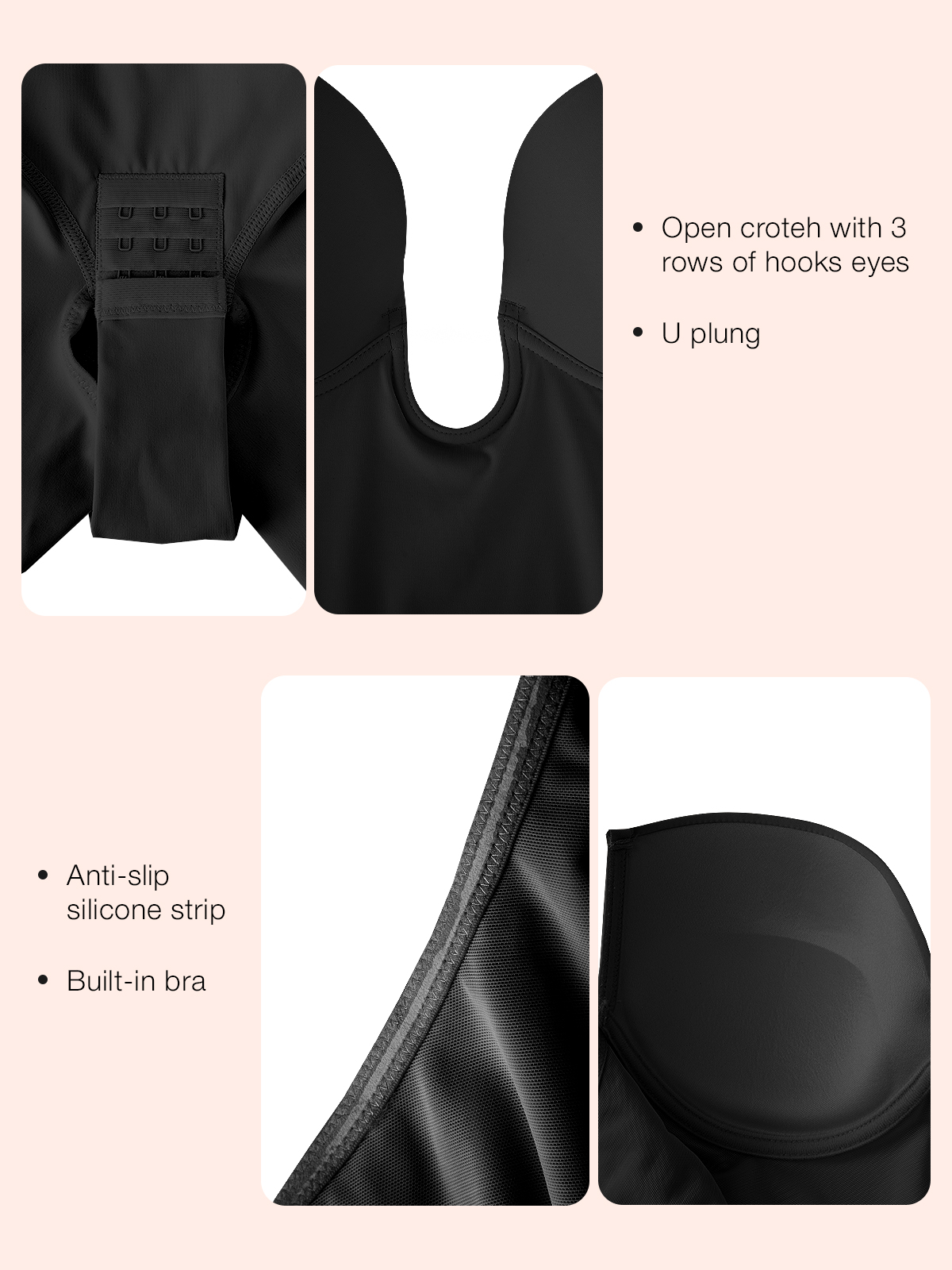 U Plunge Open Crotch Mid-thighs Shapewear Bodysuit