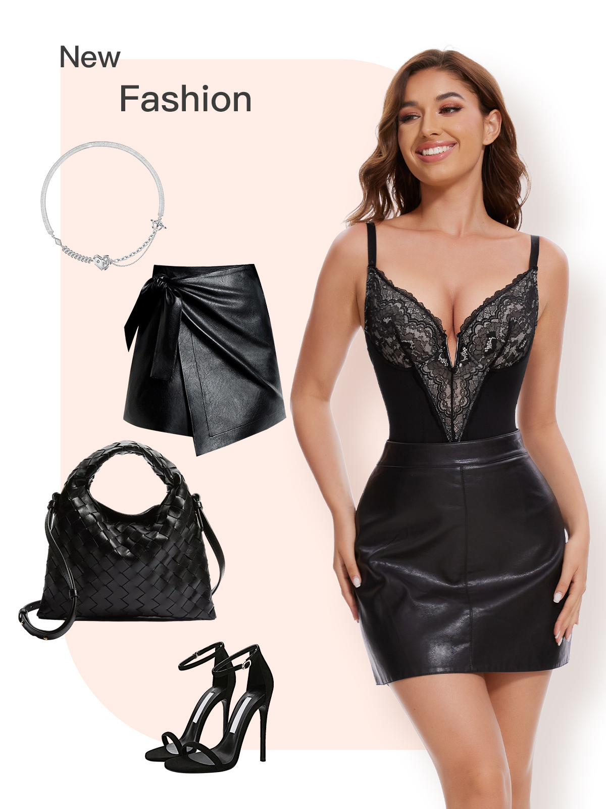 Lace V Neck Full Body Shapewea Bodysuit