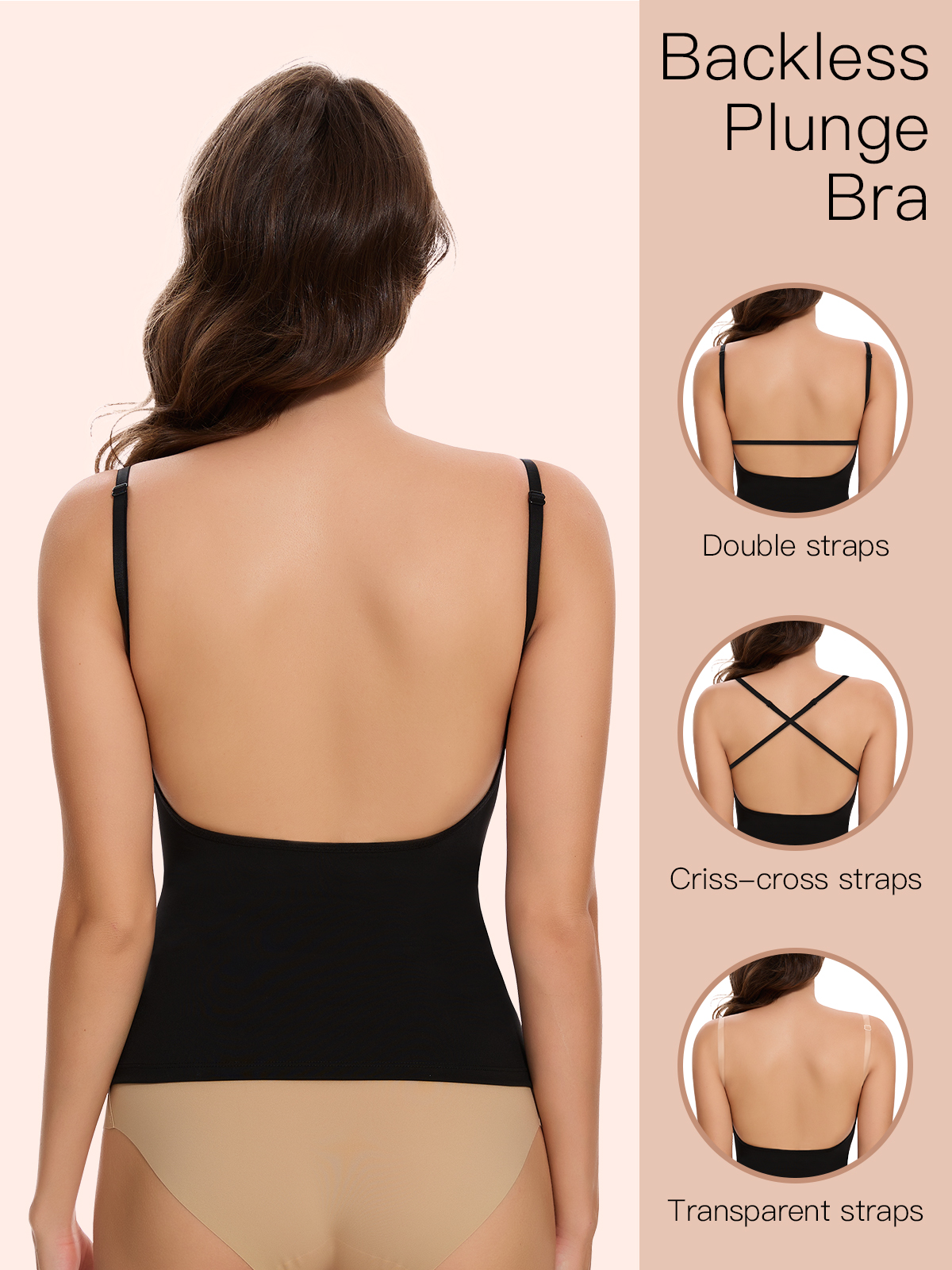 U Plung Cami Low-back Shapewear Tops-Instant Tummy Control Breast Lifting
