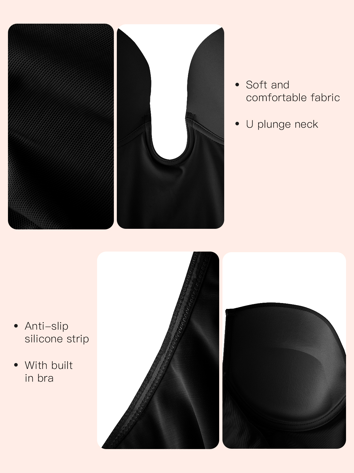 U Plung Cami Low-back Shapewear Tops-Instant Tummy Control Breast Lifting