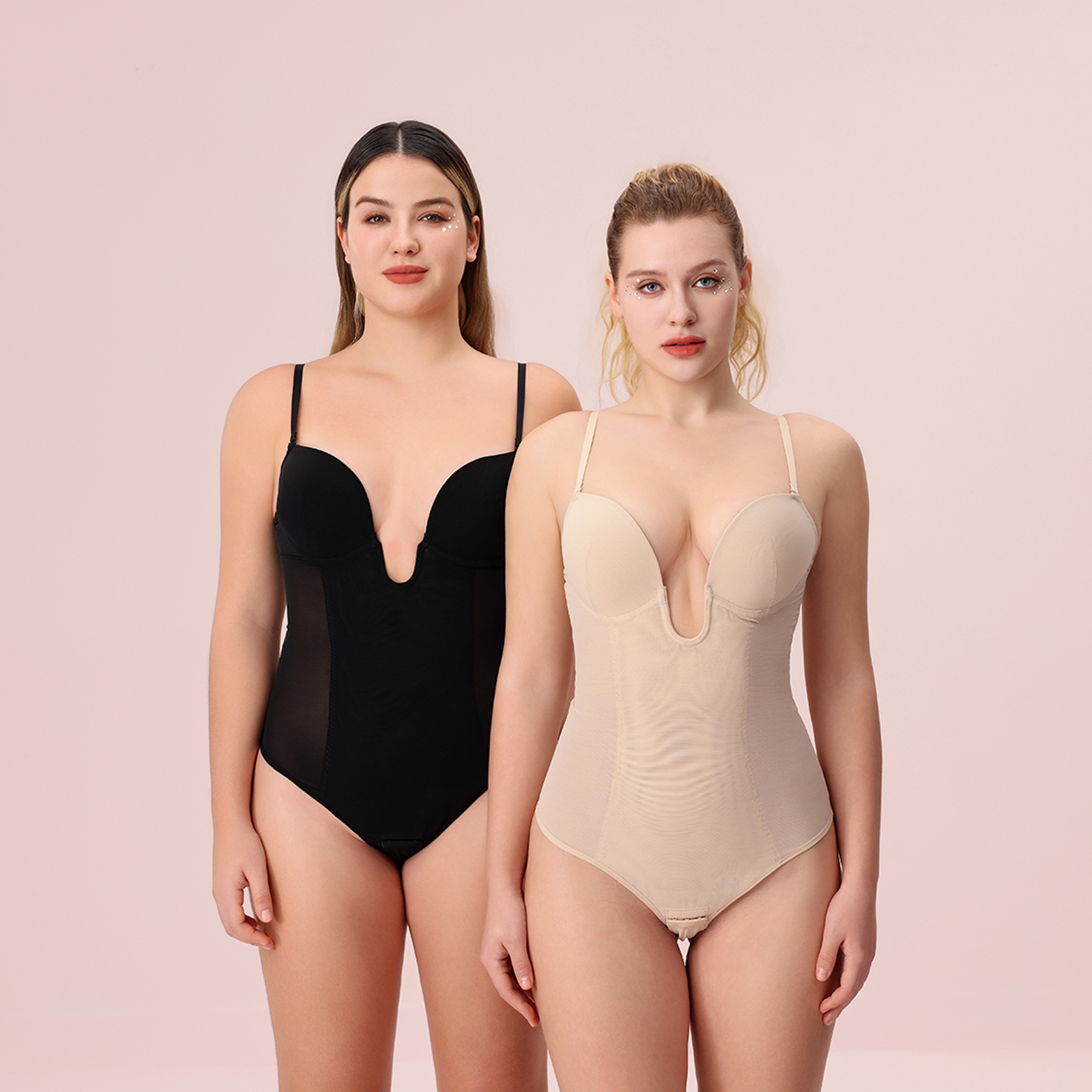  U Plunge Thong Shapewear Bodysuit - Brown
