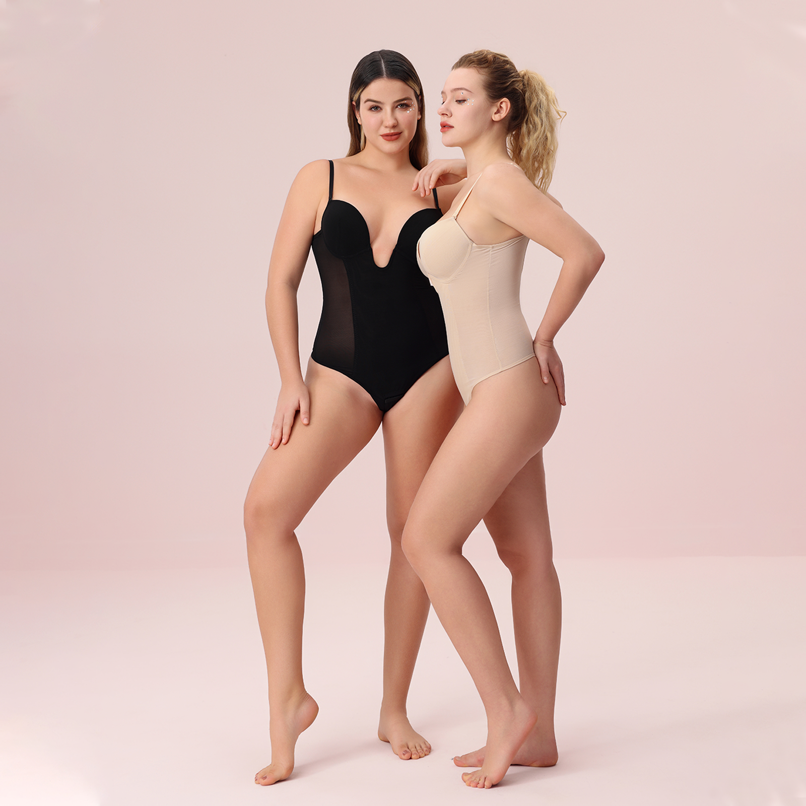  U Plunge Thong Shapewear Bodysuit - Brown