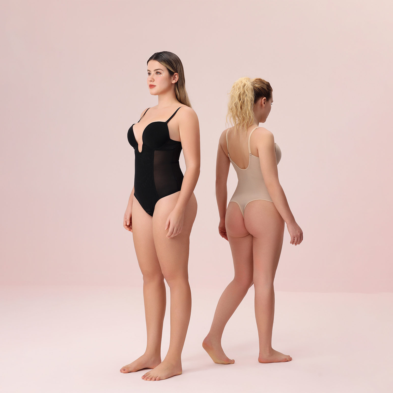  U Plunge Thong Shapewear Bodysuit - Brown