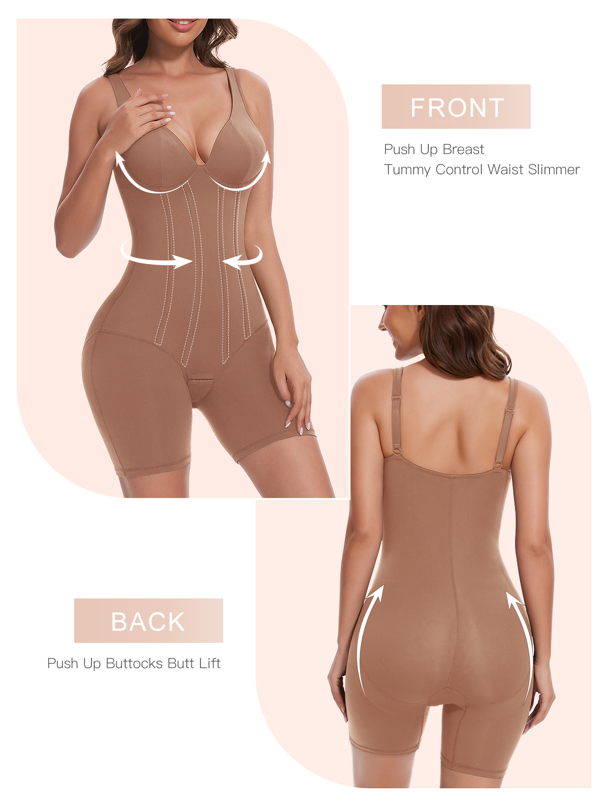 Seamless Low-Back Tummy Control Mid Thigh Bodysuit