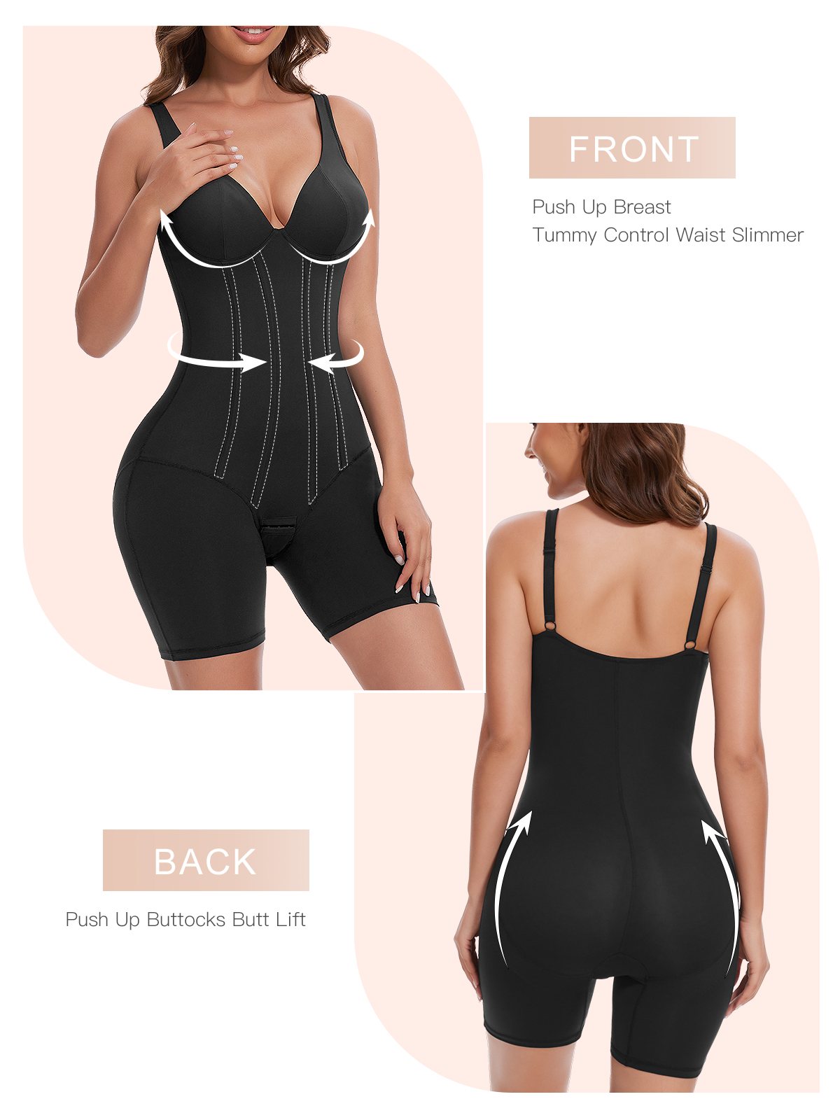 Seamless Low-Back Tummy Control Mid Thigh Bodysuit