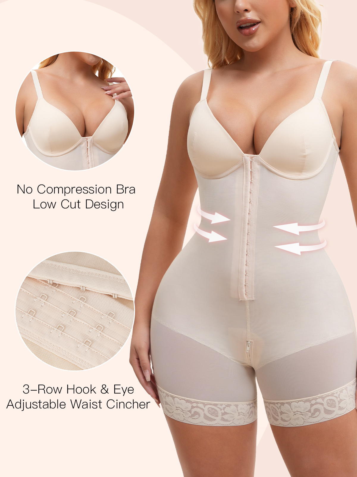  Plus Size High-Waist Shapewear Bodysuit - Breathable, Comfortable, and Elastic Compression Garment for Women