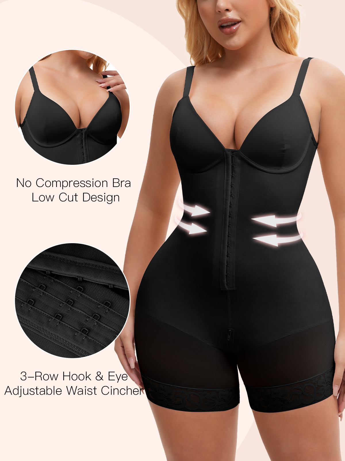  Plus Size High-Waist Shapewear Bodysuit - Breathable, Comfortable, and Elastic Compression Garment for Women