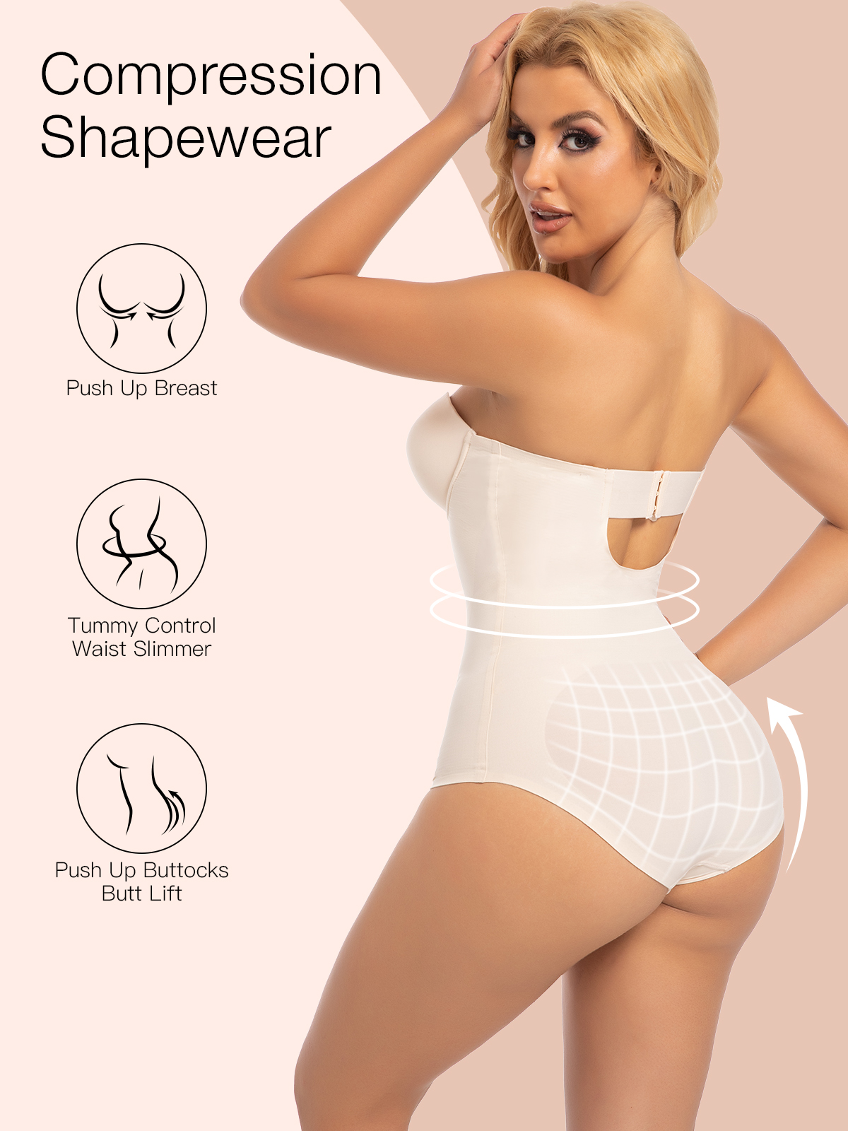 Seamless Bras Thong Bodysuit with Removable Strap