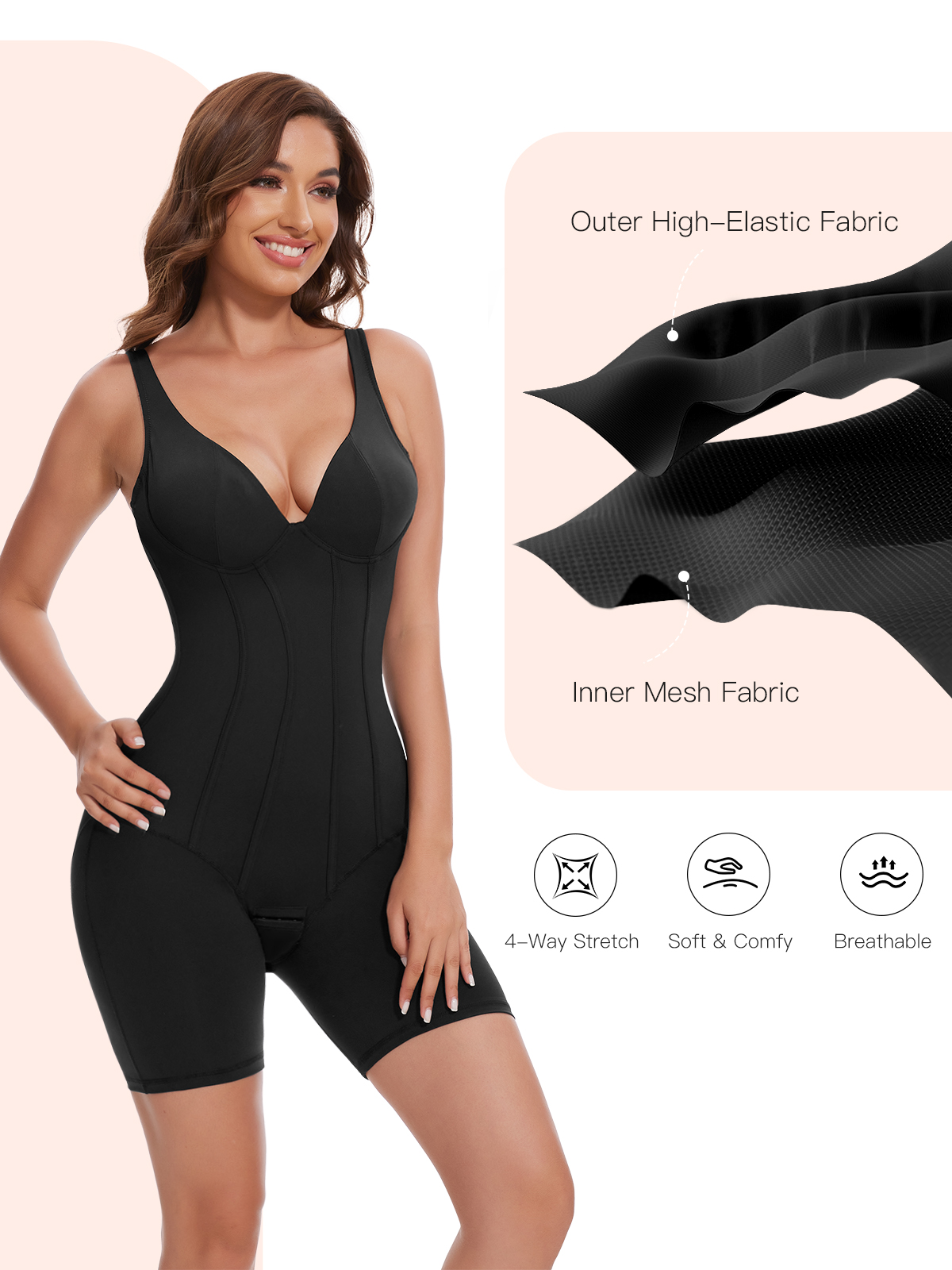 Seamless Low-Back Tummy Control Mid Thigh Bodysuit