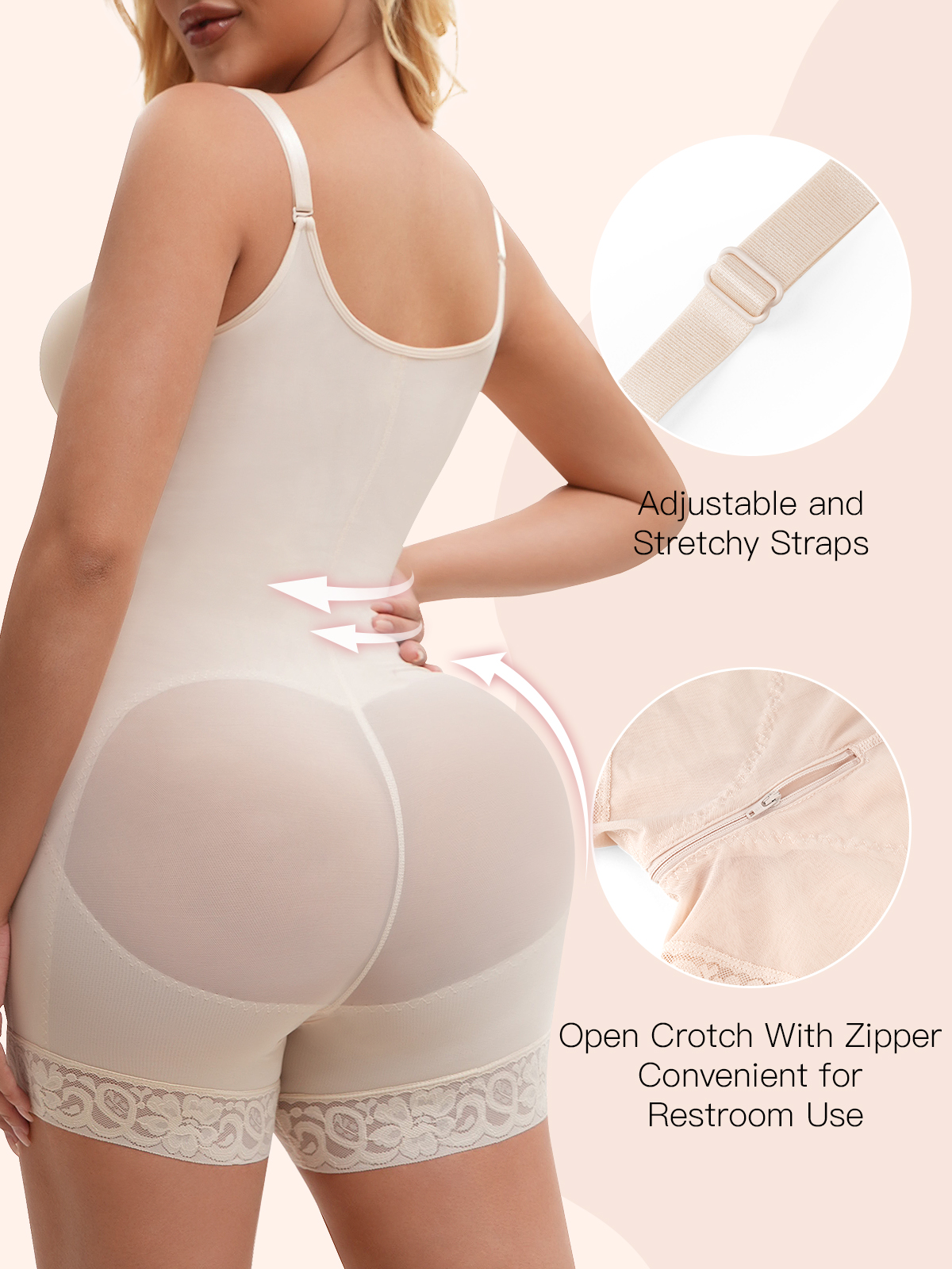  Plus Size High-Waist Shapewear Bodysuit - Breathable, Comfortable, and Elastic Compression Garment for Women