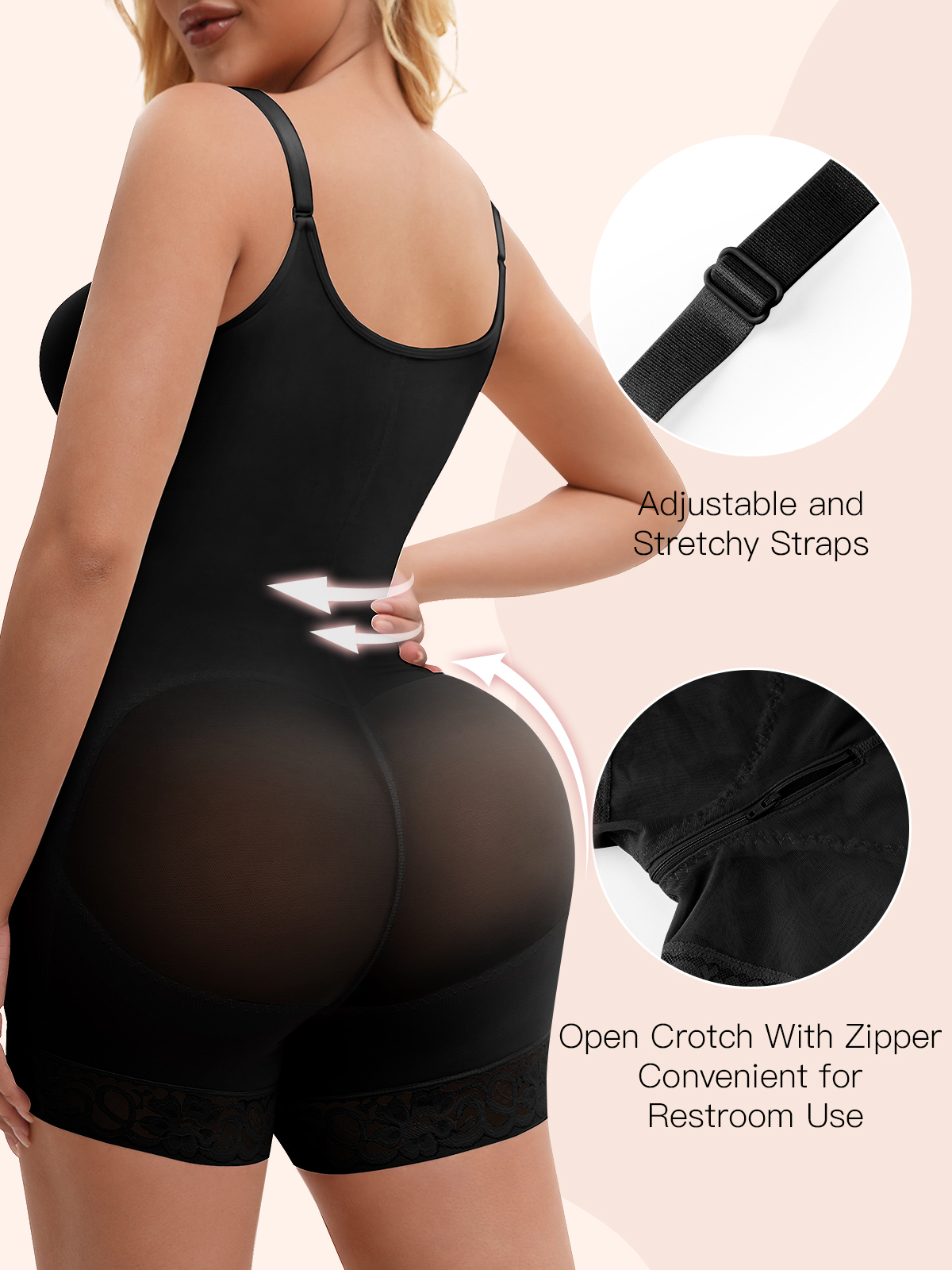  Plus Size High-Waist Shapewear Bodysuit - Breathable, Comfortable, and Elastic Compression Garment for Women