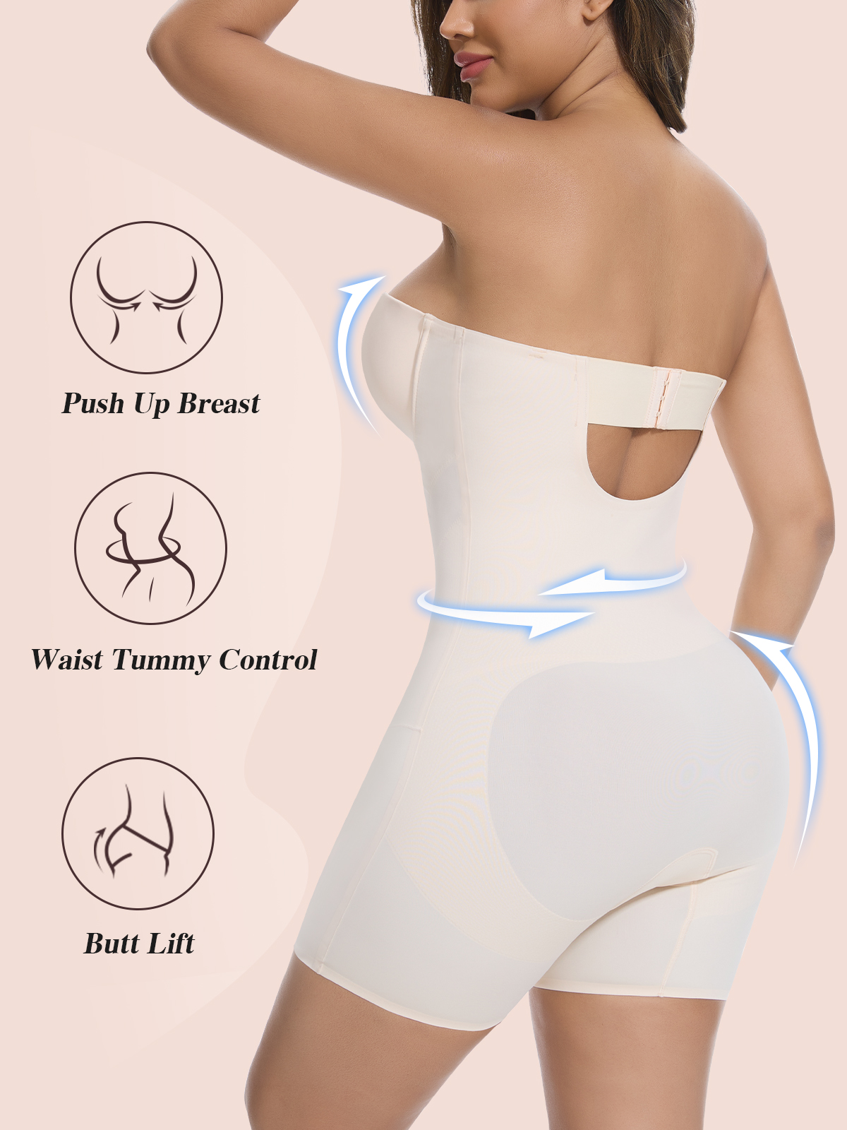 Strapless Shapewear Tummy Control: Strapless Body Shaper For Women Built In Bra - Shapewear Bodysuit Shorts For Dress