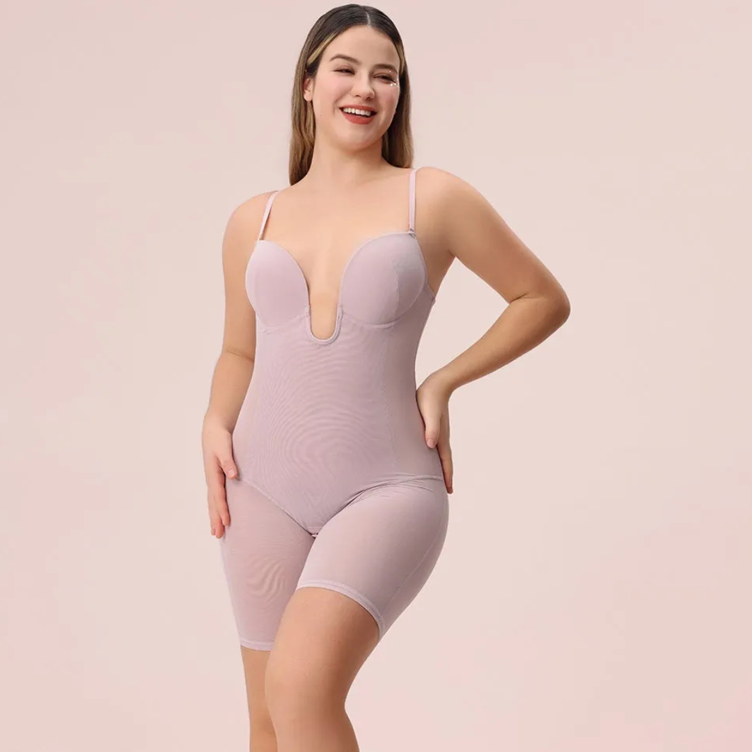 Seamless U Plunge Mid Thigh Bodysuit 