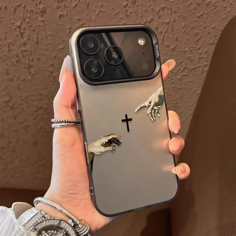 Jesus Cross Pattern Phone Case Fashion TPU Laser Craft Anti-Drop Cover for iPhone 17 16 15 14 13 12 11 & Samsung Galaxy S25 S24 S23 S22