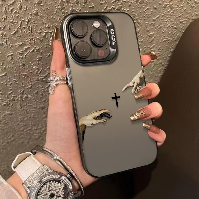 Jesus Cross Pattern Phone Case Fashion TPU Laser Craft Anti-Drop Cover for iPhone 17 16 15 14 13 12 11 & Samsung Galaxy S25 S24 S23 S22