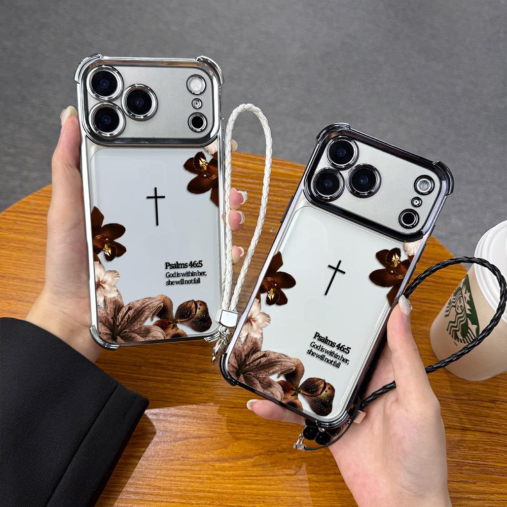 Premium Plating Edge Bible Verse Case With Hand Strap For iPhone Samsung Galaxy 17Pro Max Air 16 15Plus 14 13 12 11 XR XS S25 S24 S23 S22 Aesthetic Cross Floral Case For Religious Women Daily Decor.NN129 Premium Plating Edge Bible Verse Case With Hand Strap For iPhone Samsung Galaxy 17Pro Max Air 16 15Plus 14 13 12 11 XR XS S25 S24 S23 S22 Aesthetic Cross Floral Case For Religious Women Daily Decor.NN129