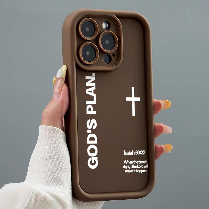 God's Plan Cross Design Soft TPU Bumper Protective Case for iPhone Samsung Galaxy Models 17Pro Max Air 16 15Plus 14 13 12 11 XR XS S25 S24 S23 S22