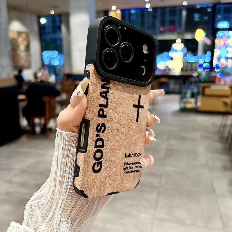 Distinct God Cross pattern Made of TPU and leather the touch is as delicate and skin friendly as velvet suitable for Apple 17 16 15 14 13 12 11 Pro Max Plus X XS MAX