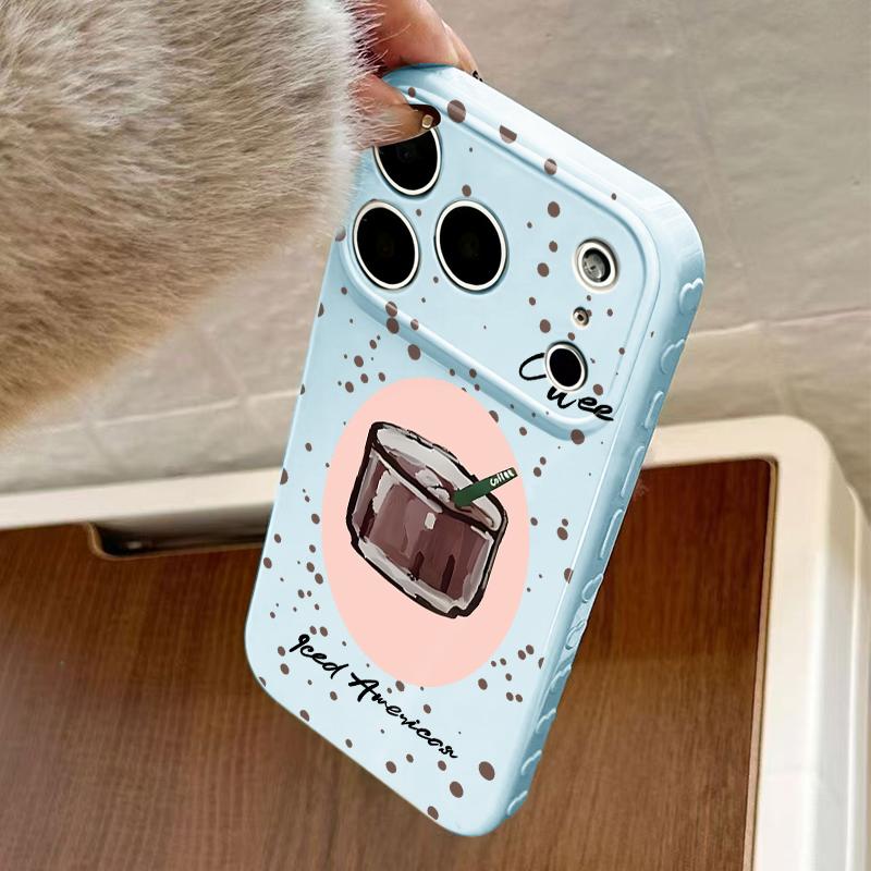 Cute Iced Americano Print Phone Case Smooth Shiny Finish With Scratch Resistance And All-Around Protection Slim Lightweight And Scratch-Resistant For Everyday Use Minimalist And Cute Design For Apple 17 16 15 14 13