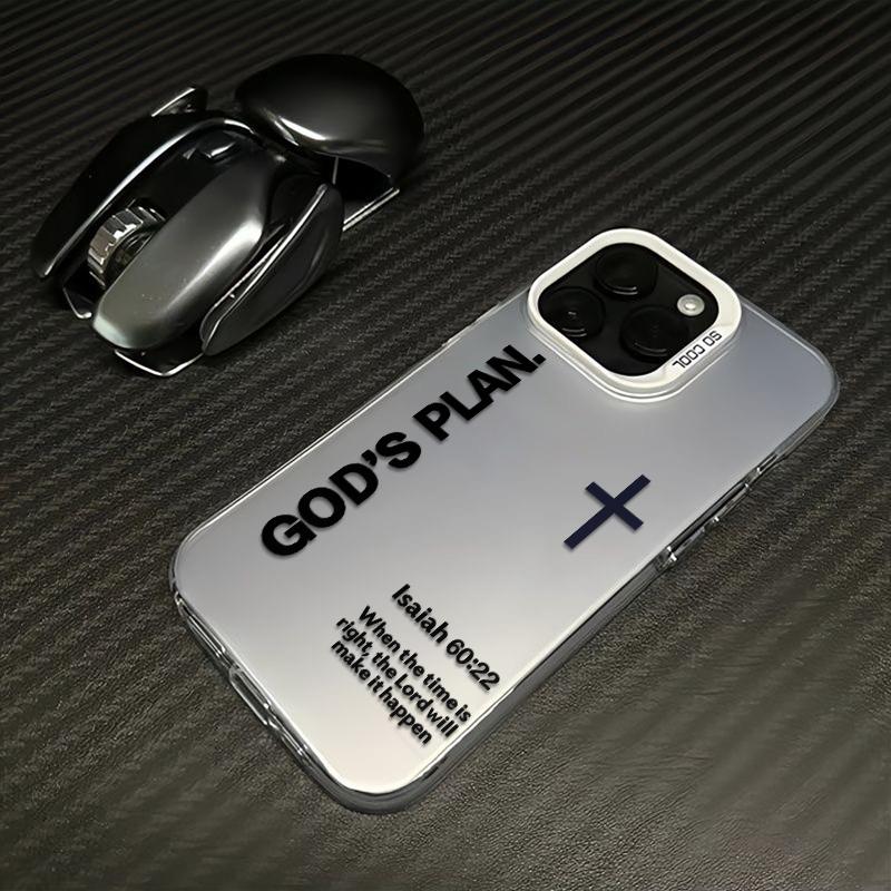 God's Plan Phone Case Cross Pattern Religious Art Fashion TPU Laser Craft Anti-Drop Case for iPhone 17 16 15 14 13 12 11 Samsung Galaxy S25 S24 S23 S22