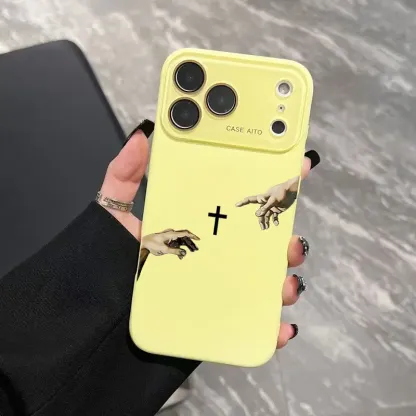 God's Hand and Cross Dopamine Phone Case with Ultra Skin Friendly Touch All Inclusive Lens Shockproof Protective Cover for Apple 17 16 15 14 13 12