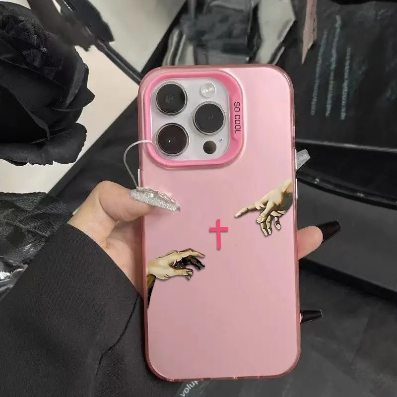 Jesus Cross Pattern Phone Case Fashion TPU Laser Craft Anti-Drop Cover for iPhone 17 16 15 14 13 12 11 & Samsung Galaxy S25 S24 S23 S22